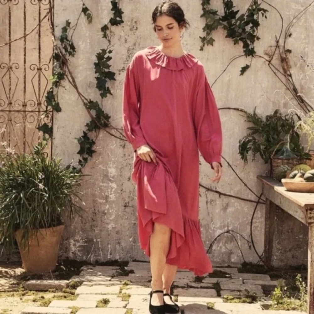 Doen Silk Everest Dress In Pink Camelia Size S